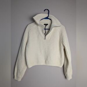 WAY by IKKS Kids 1/4 Zip Sweater XS (12Y) Cream Knit Cozy Thick Pullover
